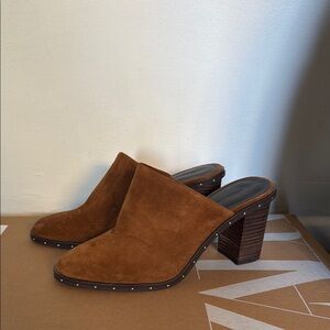Rebecca Minkoff Galyn Mules size 6 suede chestnut